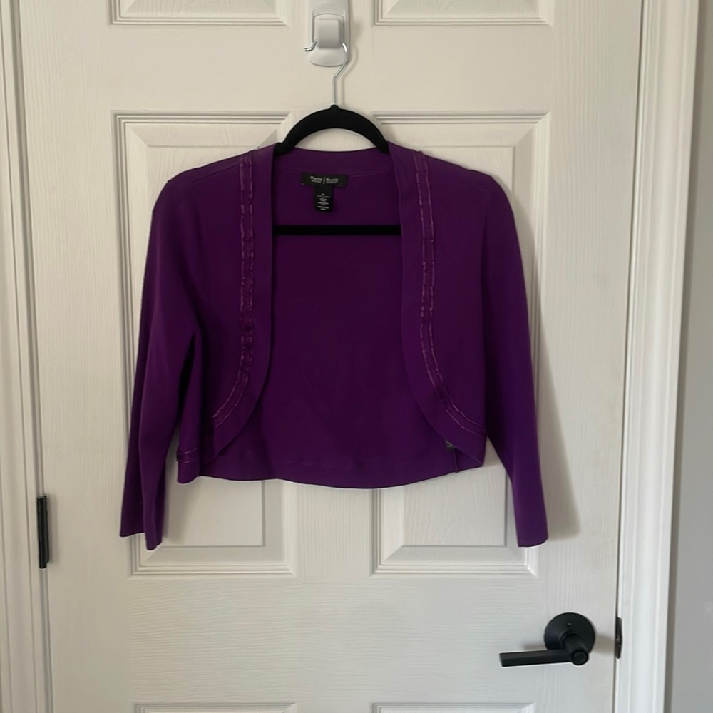 White House black market purple shrug cardigan
